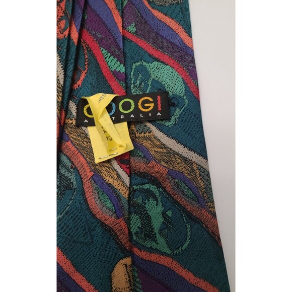 VTG COOGI Australia Mens Silk Tie Necktie Multicolor Green Vibrant Y2K 4"x58" - Picture 3 of 4